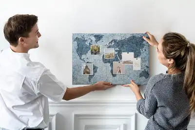 Printed Cork Memo Board with Painted World Map