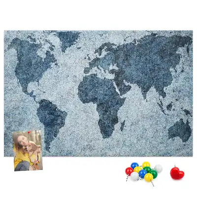 Printed Cork Memo Board with Painted World Map