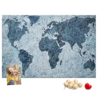 Printed Cork Memo Board with Painted World Map