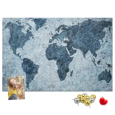 Printed Cork Memo Board with Painted World Map