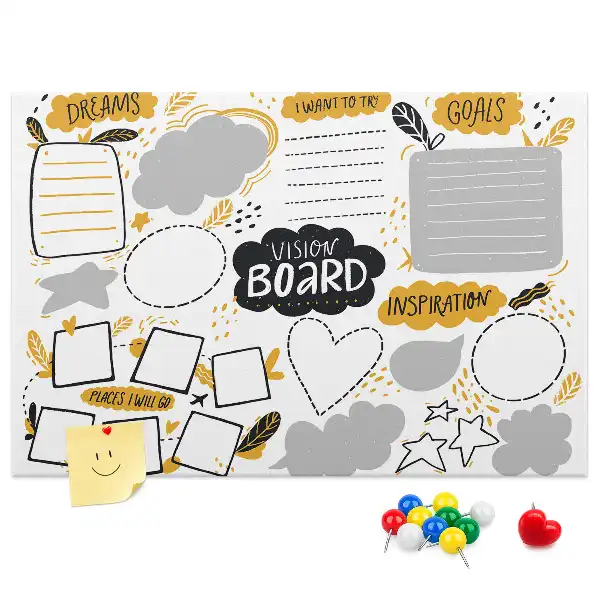 Cork memo board for New Year's goals