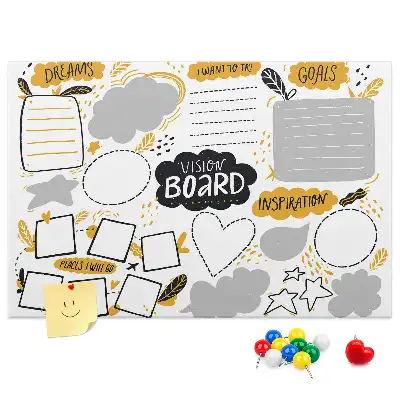 Cork memo board for New Year's goals
