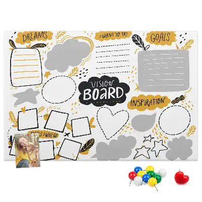 Cork memo board for New Year's goals
