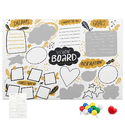 Cork memo board for New Year's goals