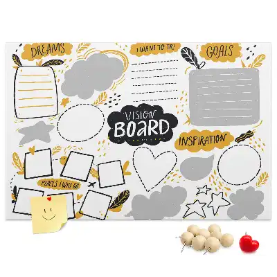 Cork memo board New Year's goals