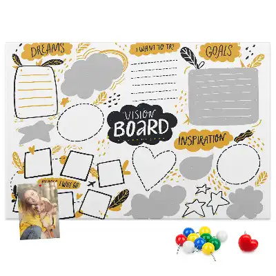 Cork memo board for New Year's goals