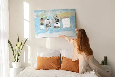 Printed Cork Memo Board with a Political World Map