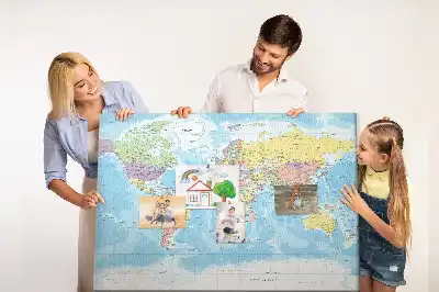 Printed Cork Memo Board with a Political World Map