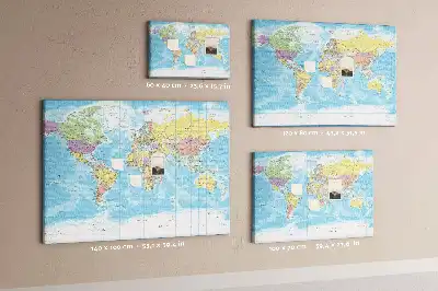 Printed Cork Memo Board with a Political World Map