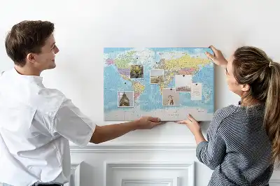 Printed Cork Memo Board with a Political World Map