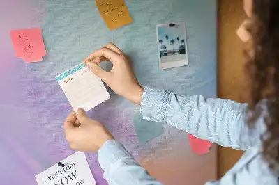 Printed cork memo board with colorful feathers