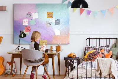 Printed cork memo board with colorful feathers