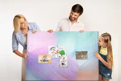 Printed cork memo board with colorful feathers