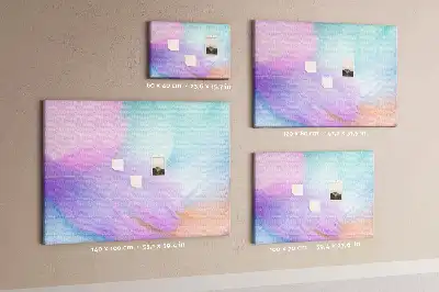 Printed cork memo board with colorful feathers
