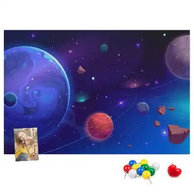 Galaxy planets cork memo board