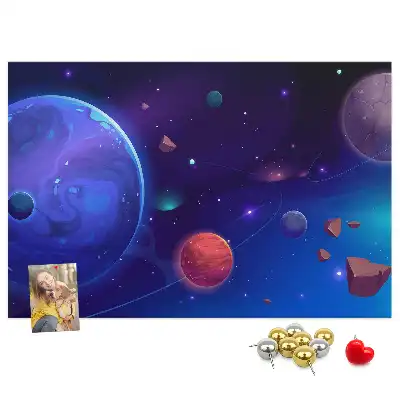 Galaxy planets cork memo board
