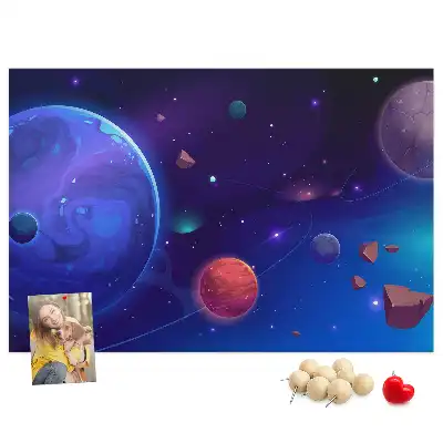 Galaxy planets cork memo board