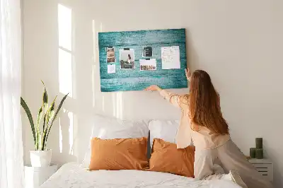 Blue old wood printed cork board