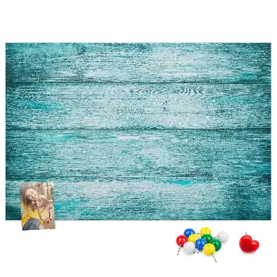Blue old wood printed cork board