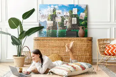 Lake Trees Nature Printed Cork Memo Board