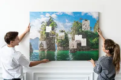 Lake Trees Nature Printed Cork Memo Board