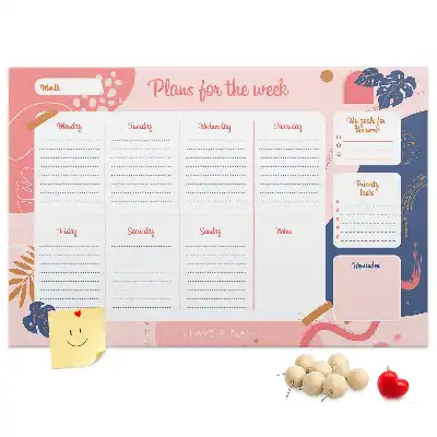 Weekly Planner Cork Memo Board