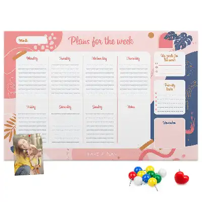 Weekly Planner Cork Memo Board