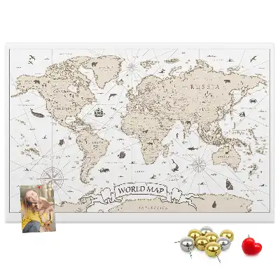 Printed Cork Board Vintage world map