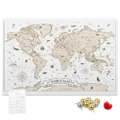 Printed Cork Board Vintage world map