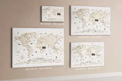 Vintage World Map Printed Cork Board