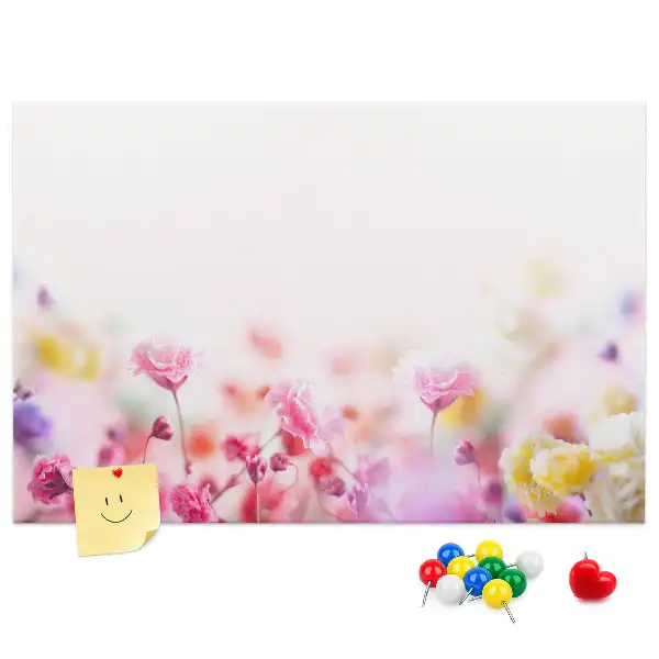 Flowers in the Meadow printed cork board