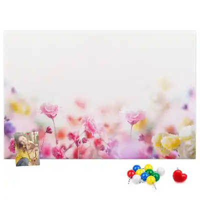 Flowers in the Meadow printed cork board