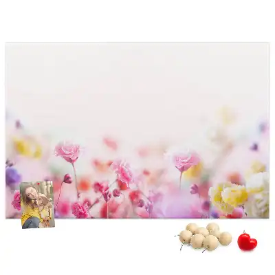 Flowers in the Meadow printed cork board