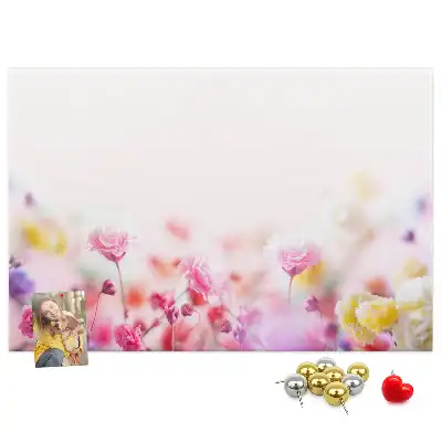 Flowers in the Meadow printed cork board