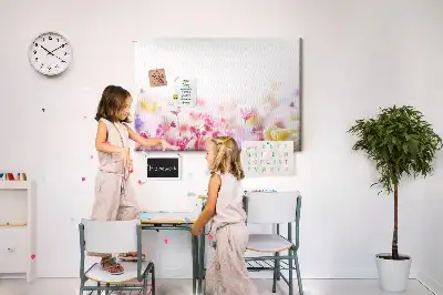 Flowers in the Meadow printed cork board