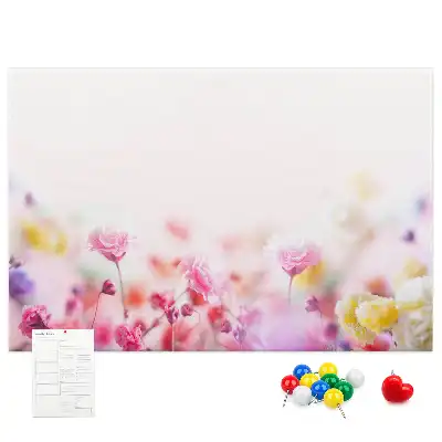 Flowers in the Meadow printed cork board