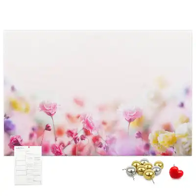 Flowers in the Meadow printed cork board