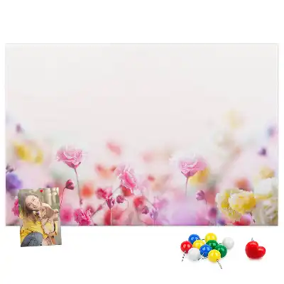 Flowers in the Meadow printed cork board