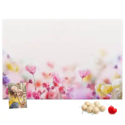 Flowers in the Meadow printed cork board