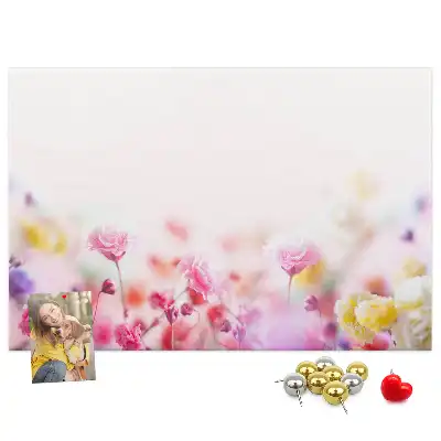 Flowers in the Meadow printed cork board