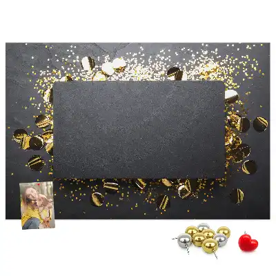 Printed Cork Memo Board Gold confetti
