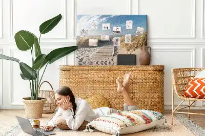 Cork memo board Beach view