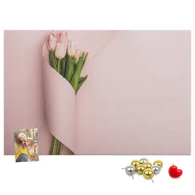 Printed Cork Memo Board in Flower Bouquet Design