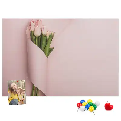 Printed Cork Memo Board in Flower Bouquet Design