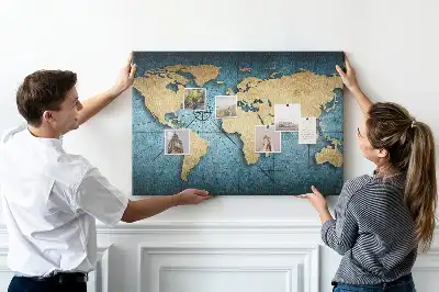 3D World Map Cork Memo Board