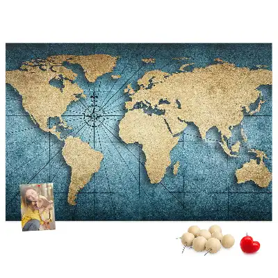 Cork memo board 3D world map