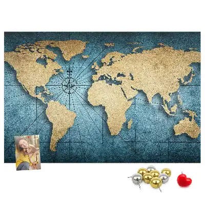3D World Map Cork Memo Board