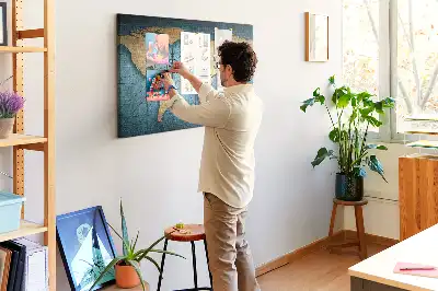 3D World Map Cork Memo Board