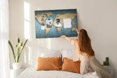 3D World Map Cork Memo Board