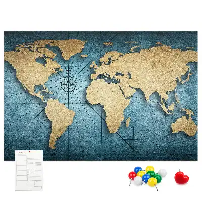 3D World Map Cork Memo Board